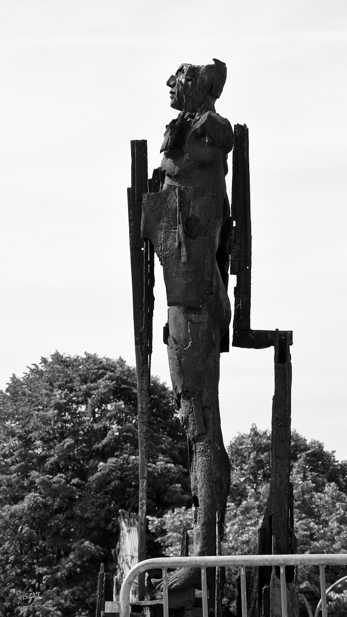 Eine Statue Ende Juli 2018 in Antwerpen.