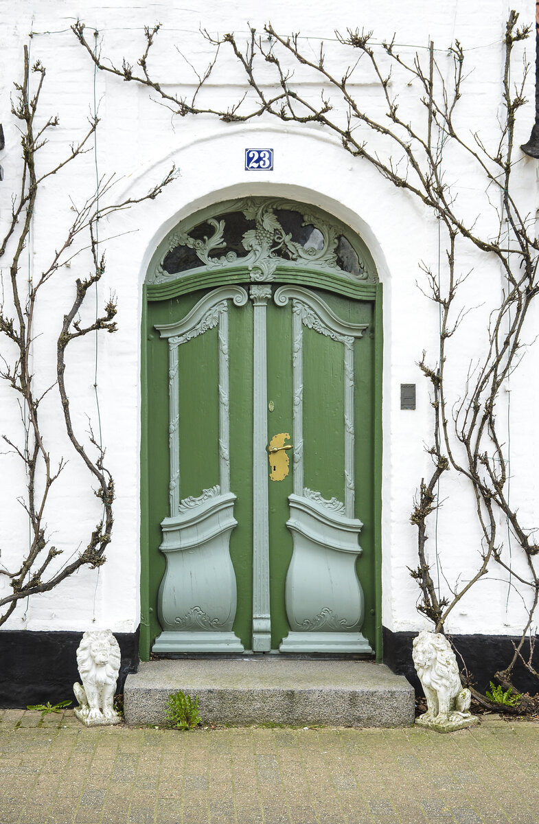 Eingangstr an der Storegade in Augustenburg auf der Insel Alsen (Nordschleswig). Aufnahme: 20. Mrz 2024.