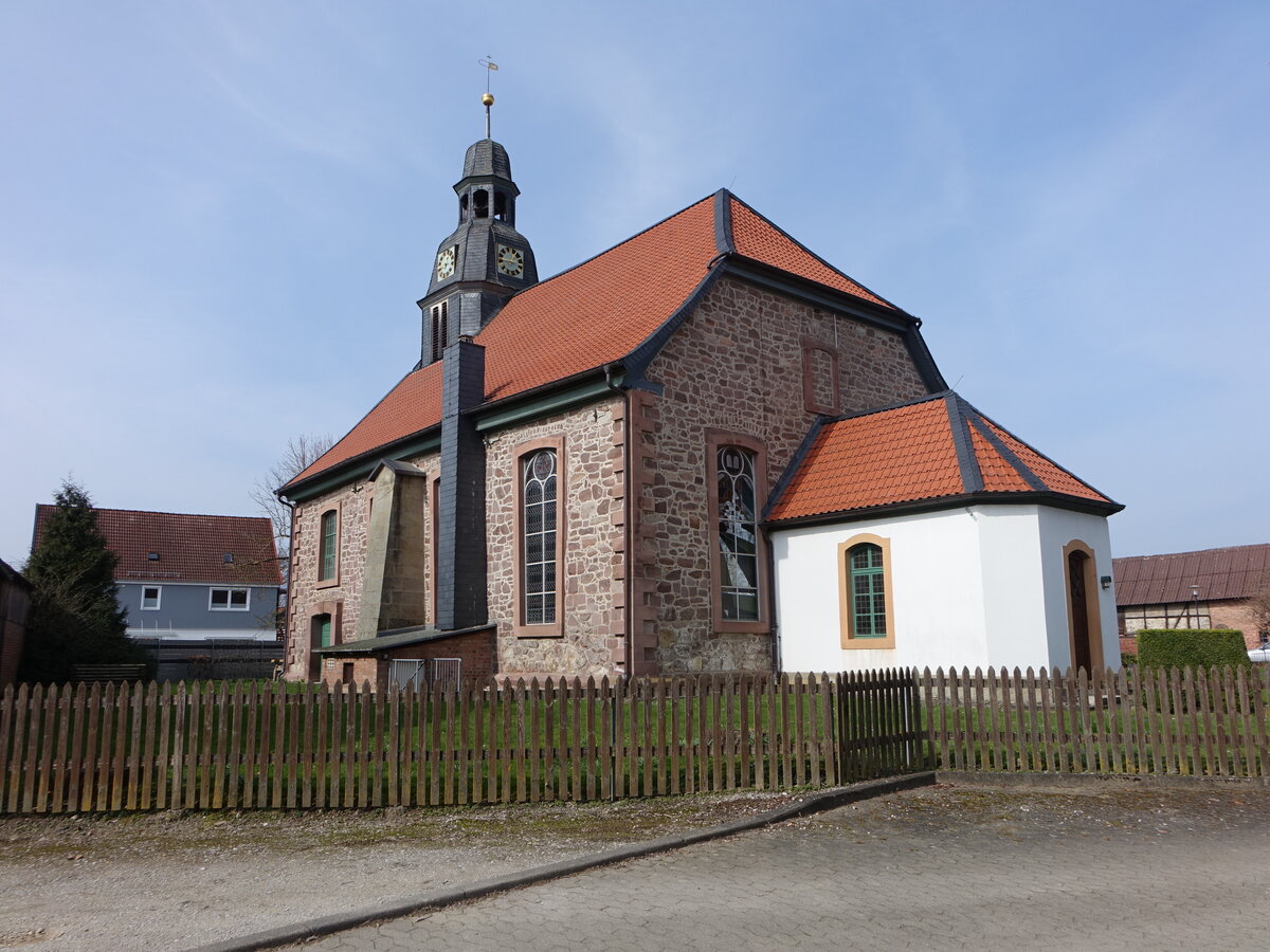 Eisdorf, evangelische St. Georg Kirche, erbaut 1777 (19.03.2024)