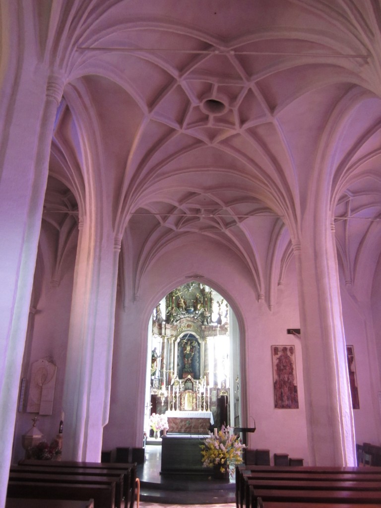 Eisenkappel, Mittelschiff der Pfarrkirche St. Michael mit Sternrippengewlbe (04.10.2013)