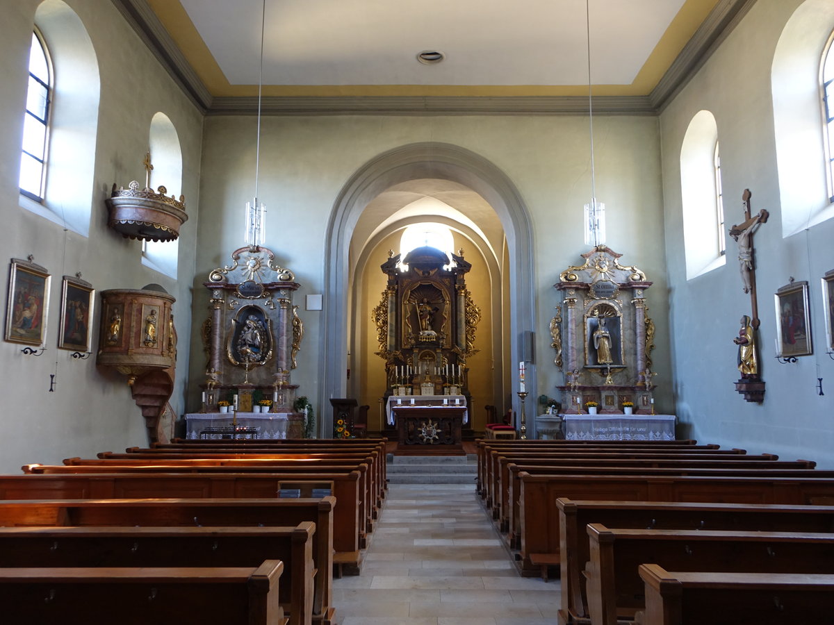 Elbersberg, Innenraum der Pfarrkirche St. Jakobus, erbaut von 1833 bis 1835 nach Plnen von Joseph Schierlinger (13.10.2018)