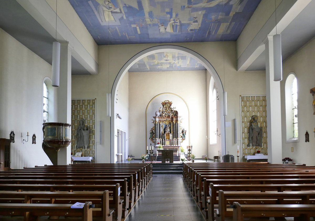 Elgersweier, Blick zum Altar in der Kirche St.Markus, Juni 2020