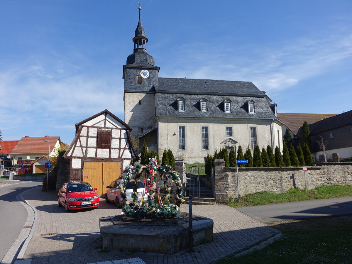 Elleben, evangelische St. Marien Kirche, erbaut 1729 (17.04.2022)