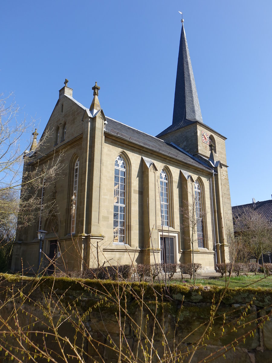 Elsa, Ev. St. Johannes Kirche, Chorturm 15. Jahrhundert, Langhaus neugotisch erbaut 1866 (08.04.2018)