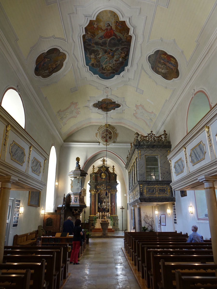 Engelthal, sptbarocker Innenraum der ev. Pfarrkirche St. Johannes, erbaut von 1747 bis 1751 (11.06.2017)