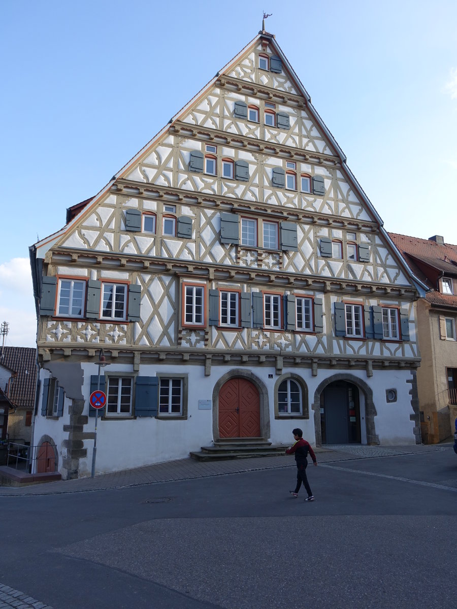 Enzweihingen, Heydt´sches Haus, erbaut 1699 von Andreas Heydt, im 18. Jahrhundert Gasthaus zum Lwen (10.04.2016)