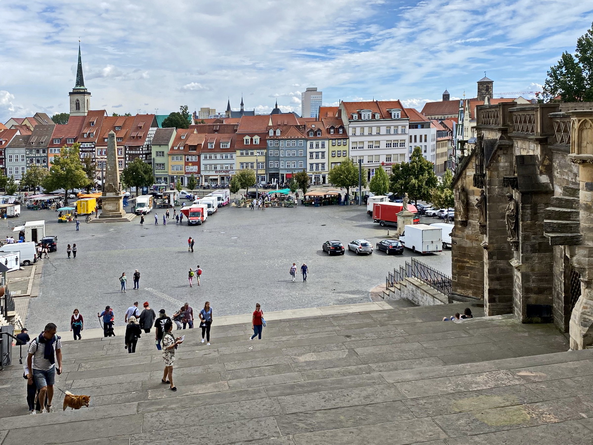 Erfurt am 28. August 2020, Blick vom Dom auf den Dom/Markt Platz in Erfurt.