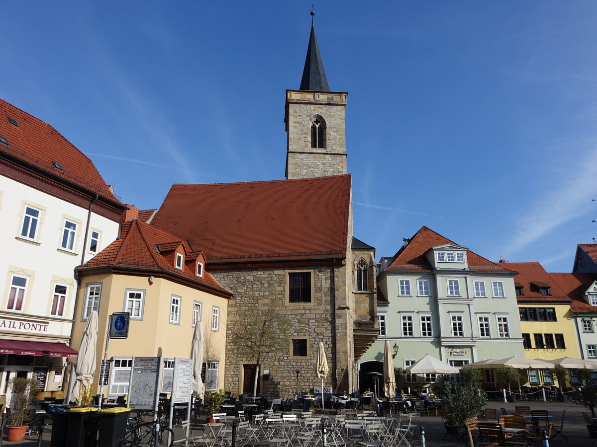 Erfurt, gotische Kirche St. gidien am Wenigemarkt, erbaut 1324 (10.04.2023)
