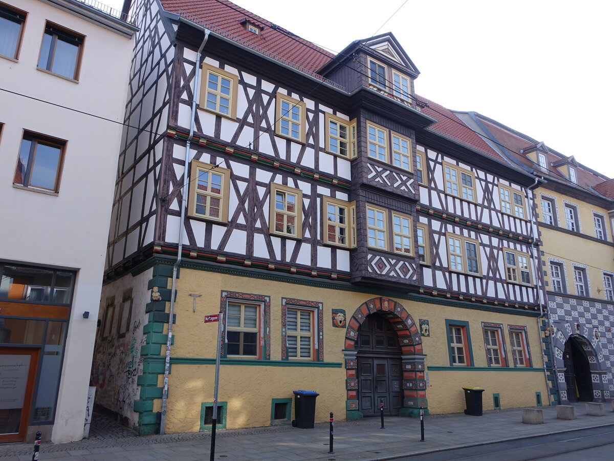 Erfurt, Haus zum Mohrenkopf in der Johannesstraße, erbaut 1607 (10.04.2023)