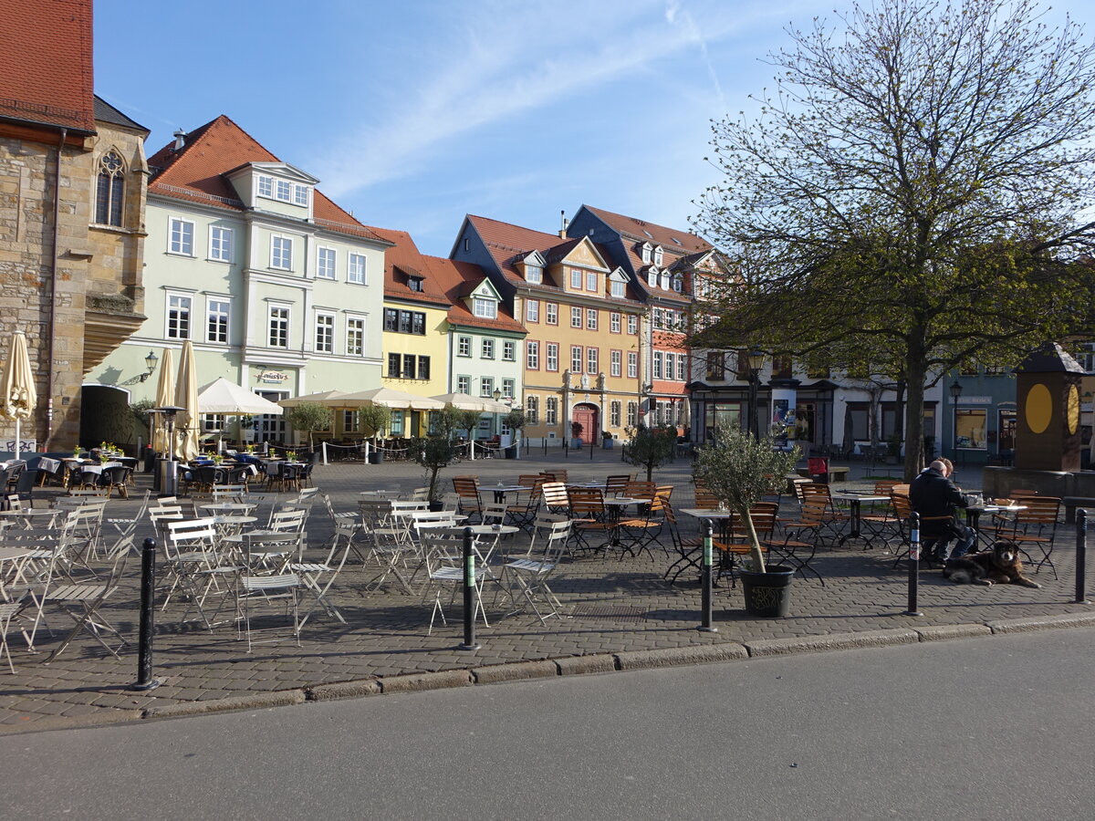 Erfurt, historische Huser am Wenigemarkt und Futterstrae (10.04.2023)