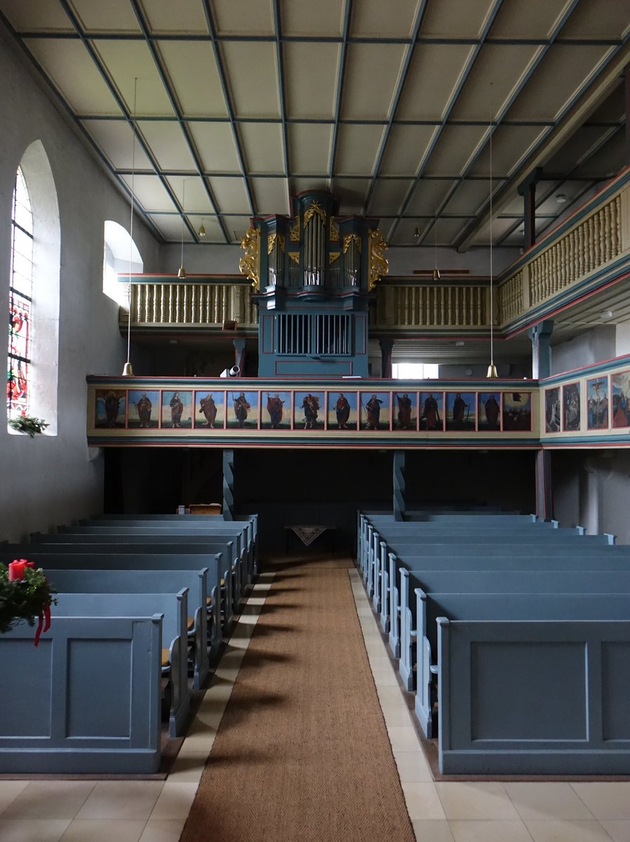 Ergersheim, Orgelempore in der Ev. Pfarrkirche St. Ursula (27.11.2016)