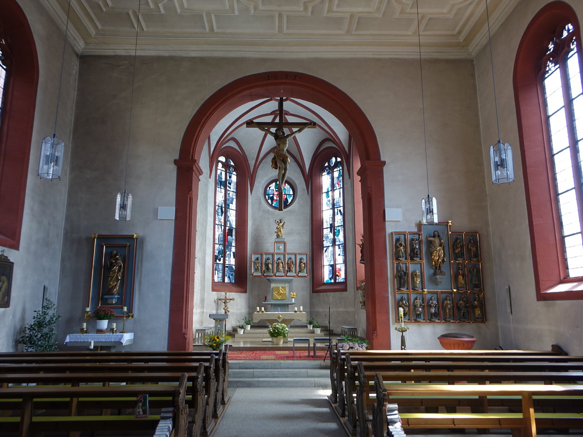Erlabrunn, Chor der kath. Pfarrkirche St. Andreas, erbaut von 1655 bis 1657 (15.08.2017)