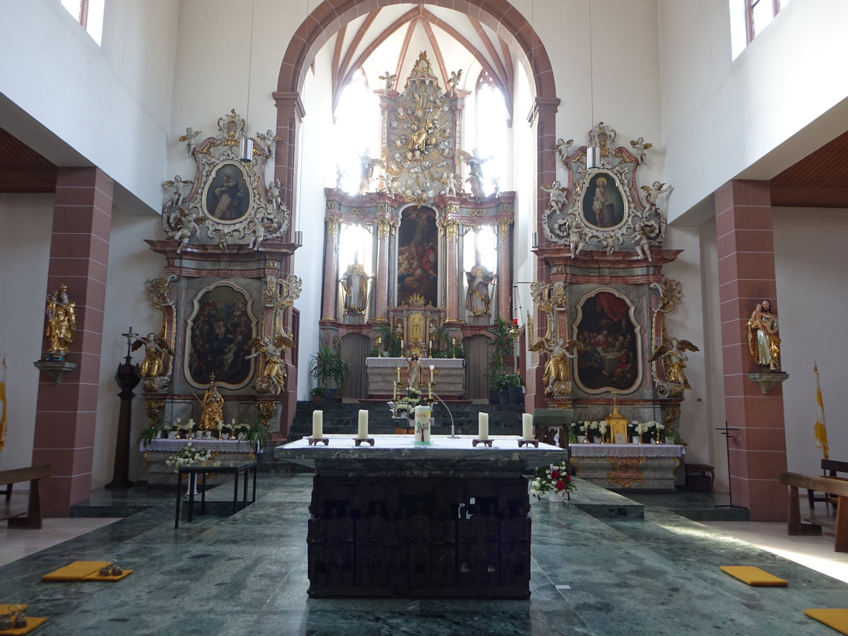 Erlenbach, barocke Altre in der kath. Pfarrkirche St. Burkardus (12.05.2018)