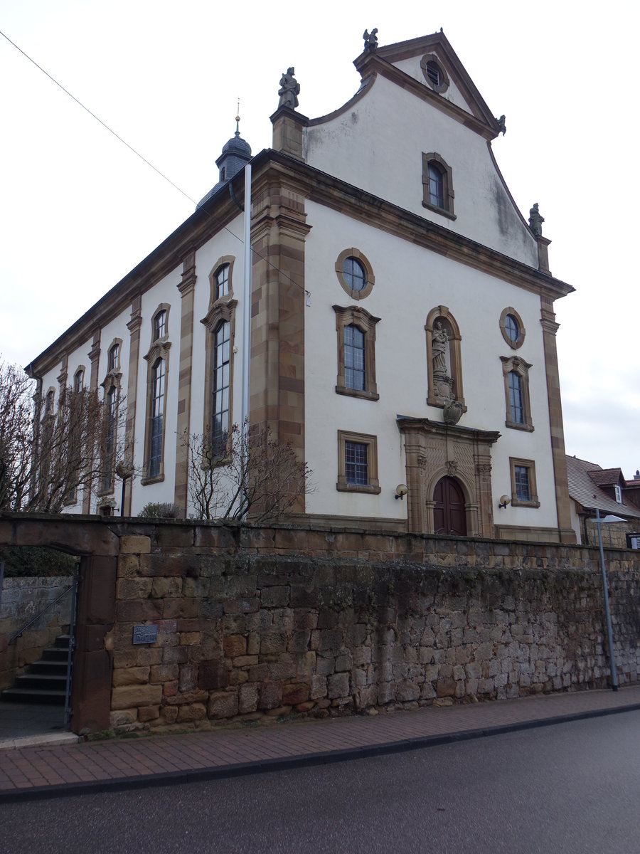 Erlenbach, kath. Pfarrkirche St. Martinus, erbaut von 1753 bis 1760 (23.12.2018)