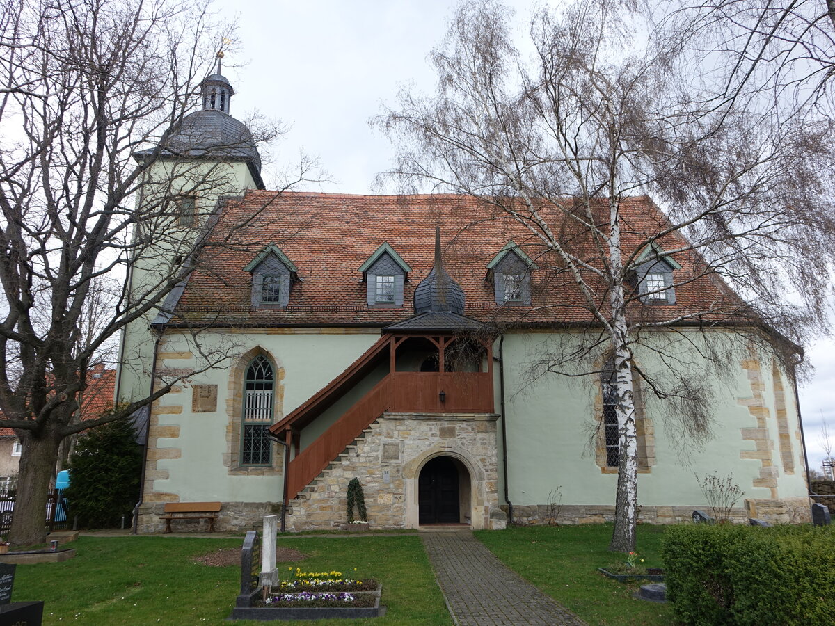 Ermstedt, evangelische St. Andreas Kirche, erbaut 1613 (25.03.2023)