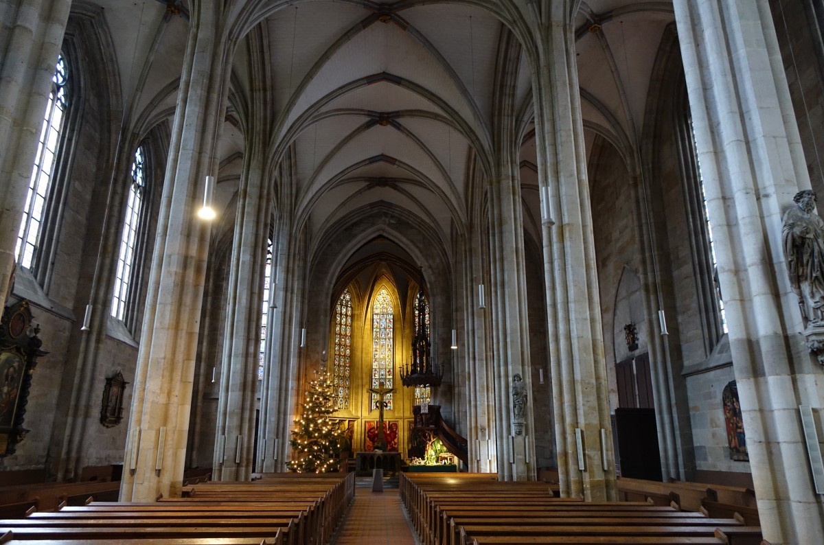 Esslingen, Innenraum der Frauenkirche, erbaut von 1321 bis 1508 (18.01.2015)