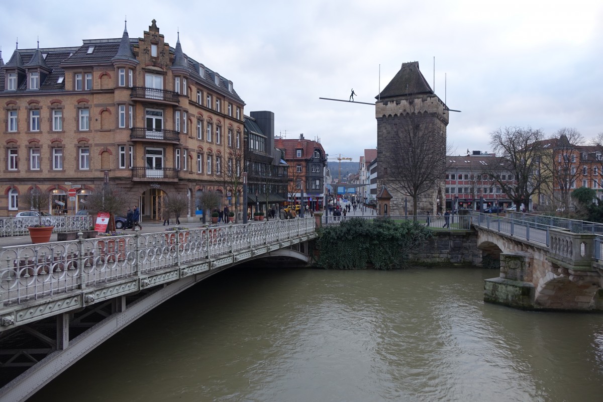 Esslingen, Schelztor von 1228 und Agnesbrcke (18.01.2015)