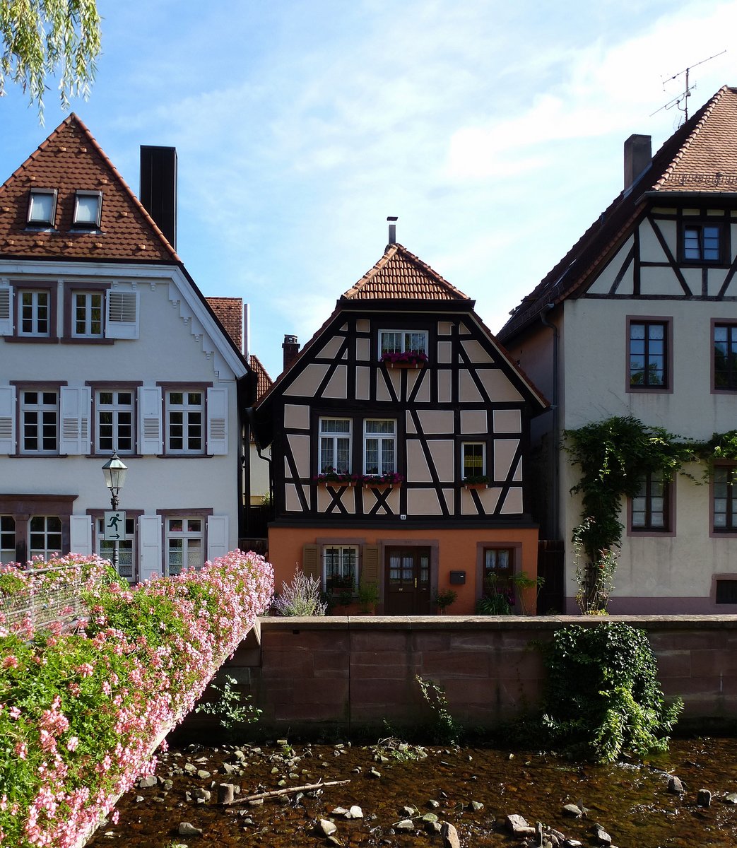 Ettlingen, blumengeschmckte Brcke ber die Alb, Aug.2015