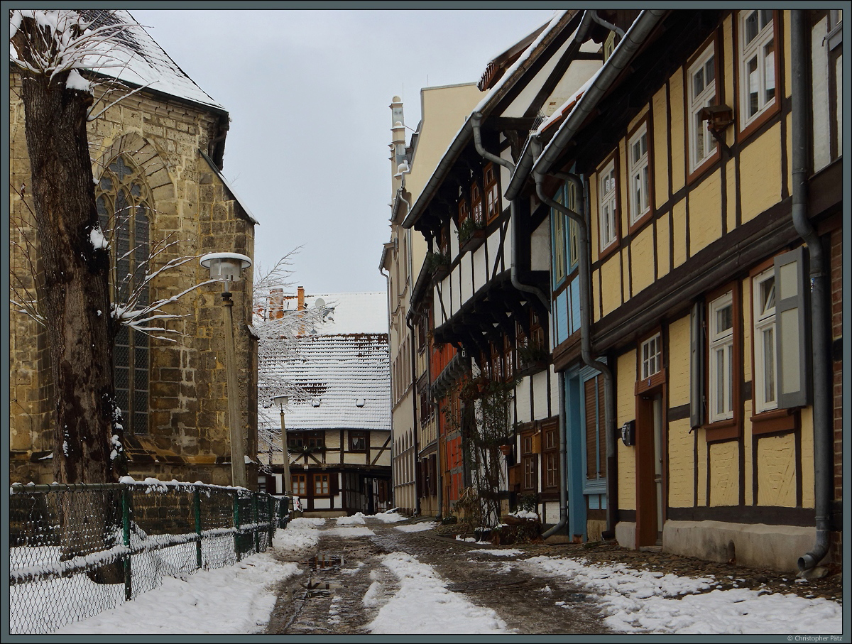 Fachwerkhuser am Neustdter Kirchhof in Quedlinburg. (30.01.2021)