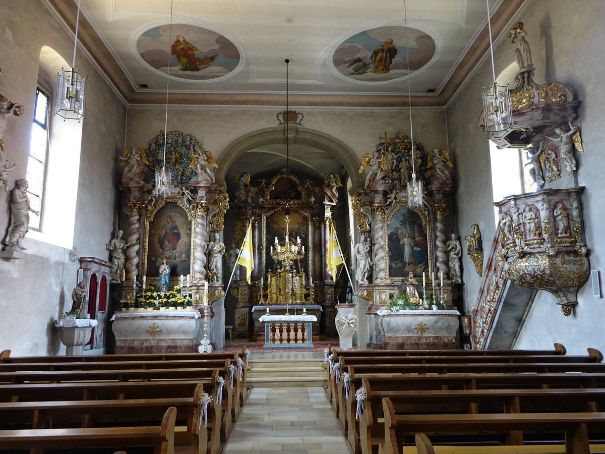 Fahr, barocke Altre und Kanzel in der Pfarrkirche St. Johannes (28.05.2017)