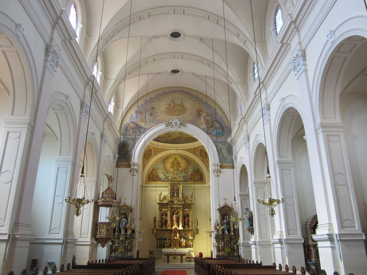 Feldbach, Langschiff der Pfarrkirche St. Leonhard, Hochaltar von Veit Kniger (21.08.2013)