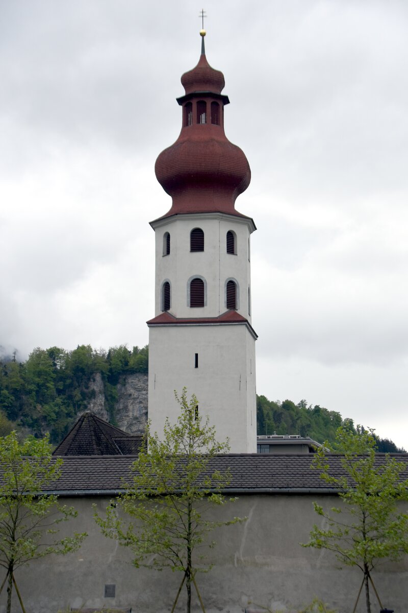 FELDKIRCH (Vorarlberg), 25.04.2025, Turm der Friedhofskirche zum hl. Peter und Paul