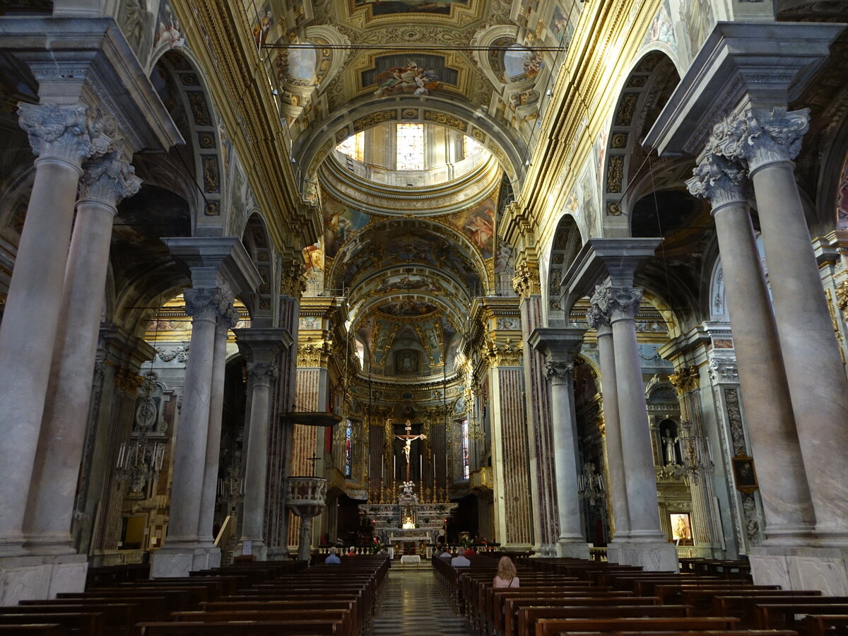 Finale Ligure, barocker Innenraum der Kathedrale St. Giovanni Battista (02.10.2021)