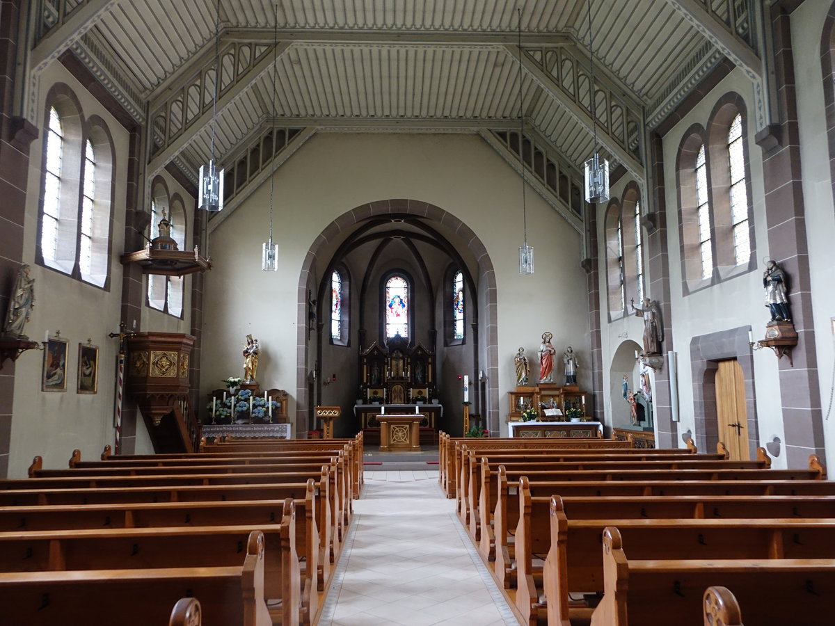 Fischingen, neugotischer Innenraum der St. Margaretha Kirche (10.05.2018)