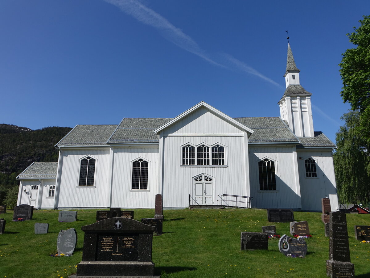 Fla, evangelische Kirche, Holzkirche von 1858 (31.05.2023)