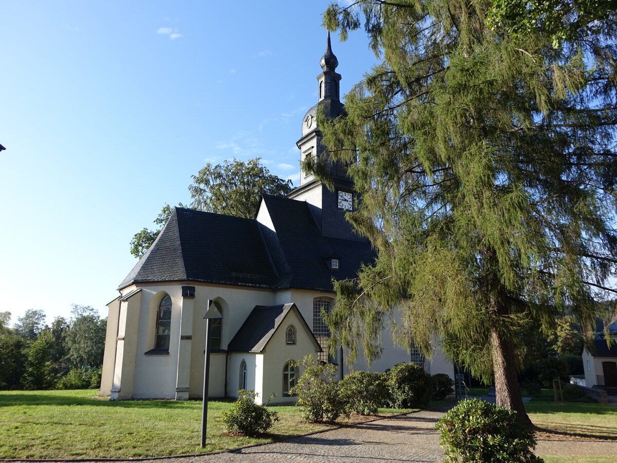 Flha, evangelische St. Georg Kirche, erbaut im 15. Jahrhundert (17.09.2023)