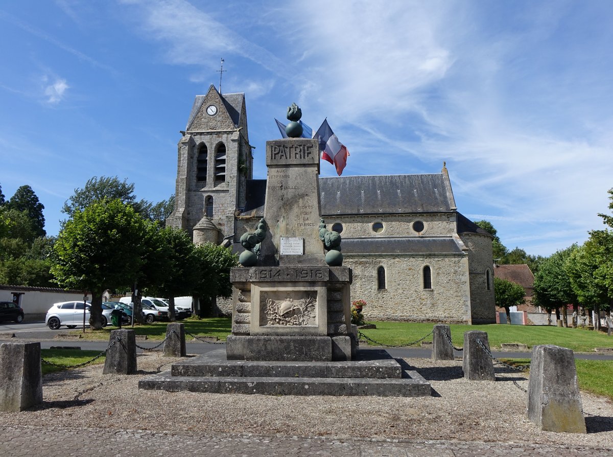 Fontenailles, Kirche Saint-Fiacre, erbaut von 1860 bis 1861 (10.07.2016)