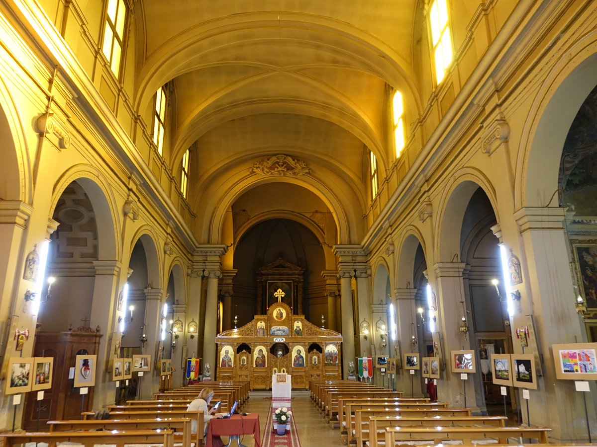 Forli, Innenraum der San Francesco Kirche, erbaut bis 1883 (20.09.2019)