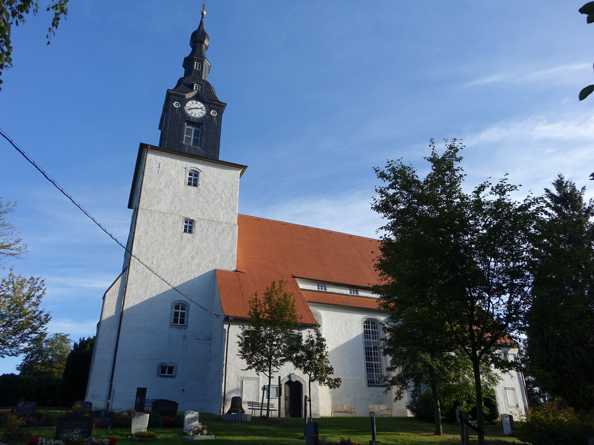 Frankenstein, evangelische Kirche, barocke Saalkirche, erbaut von 1747 bis 1751 durch Johann Gottlieb Ohndorff (18.09.2023)
