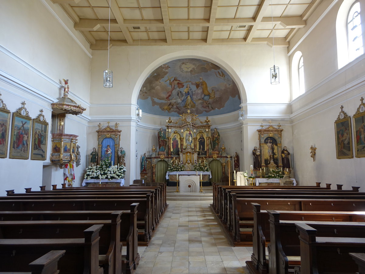 Frankenwinheim, Innenraum der Pfarrkirche St. Johannes (28.05.2017)