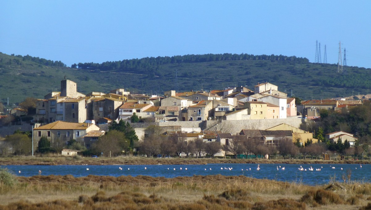 Frankreich, Languedoc, Hrault, Blick auf Balaruc le Vieux. 06.02.2014