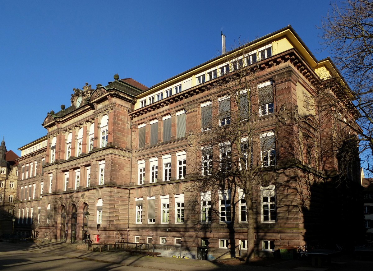 Freiburg, das Goethe-Gymnasium am Holzmarkt, erbaut 1891, Jan.2015