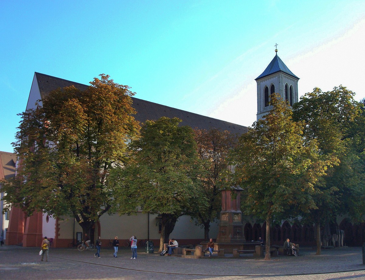 Freiburg, die katholische Martinskirche am Rathausplatz, 1262 erbaut, war ehemals Kirche des Franziskanerklosters, das 1785 aufgehoben wurde, seit dem Pfarrkirche, Sept.2009