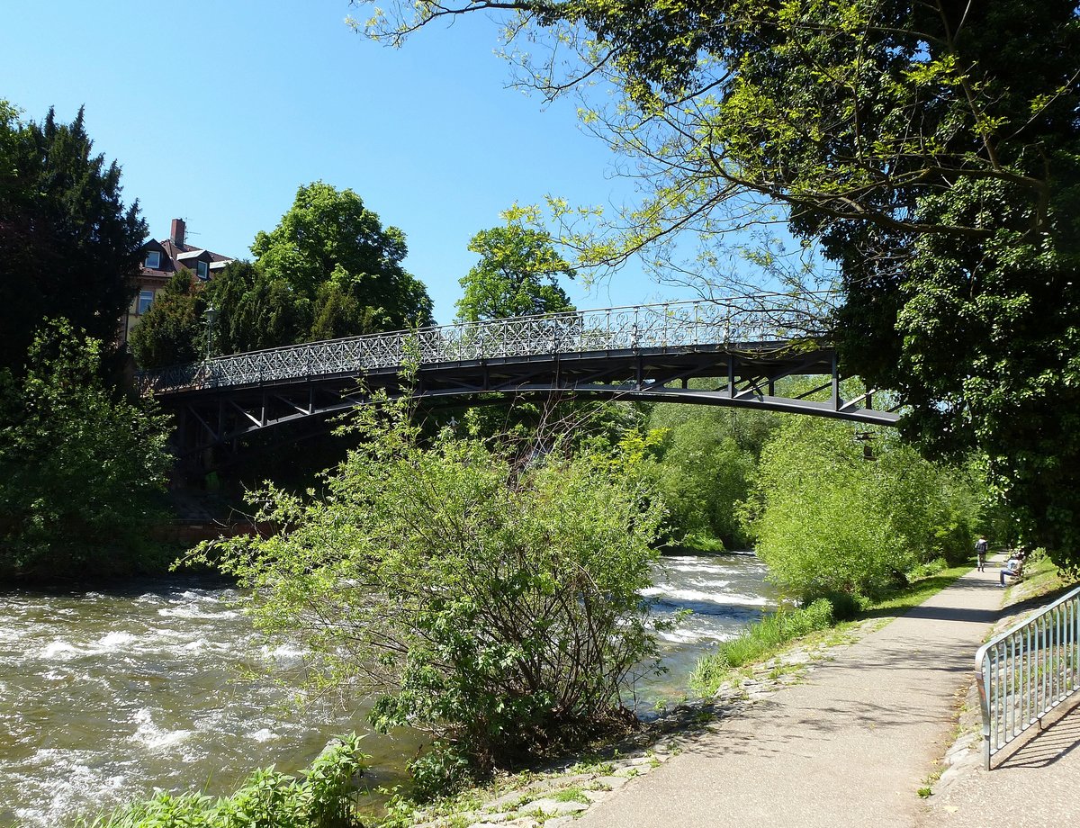 Freiburg, der Luisensteg, berquert als Fugngerbrcke die Dreisam im Stadtgebiet, Mai 2017