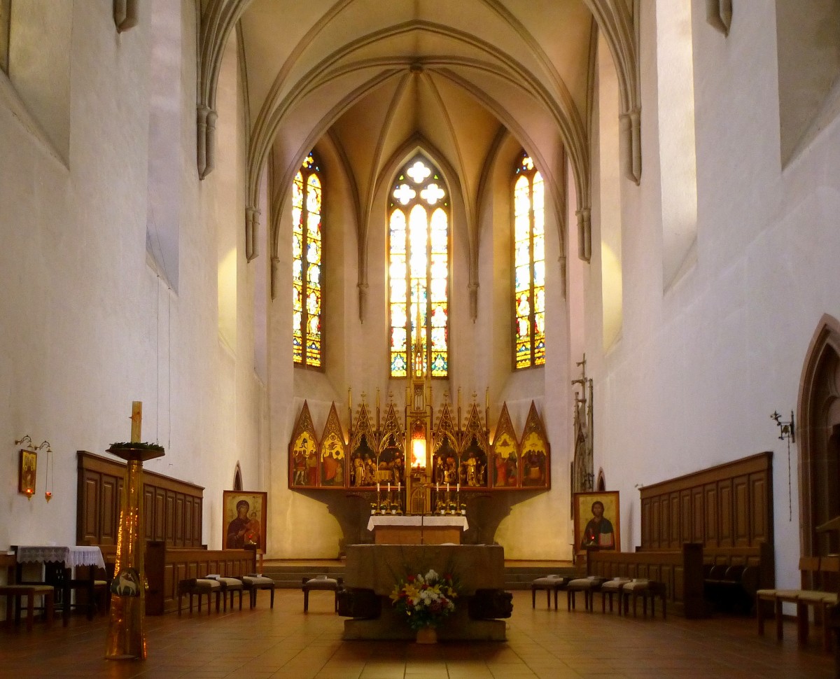 Freiburg, Martinskirche, der Hochaltar wurde 1887 geweiht, April 2015