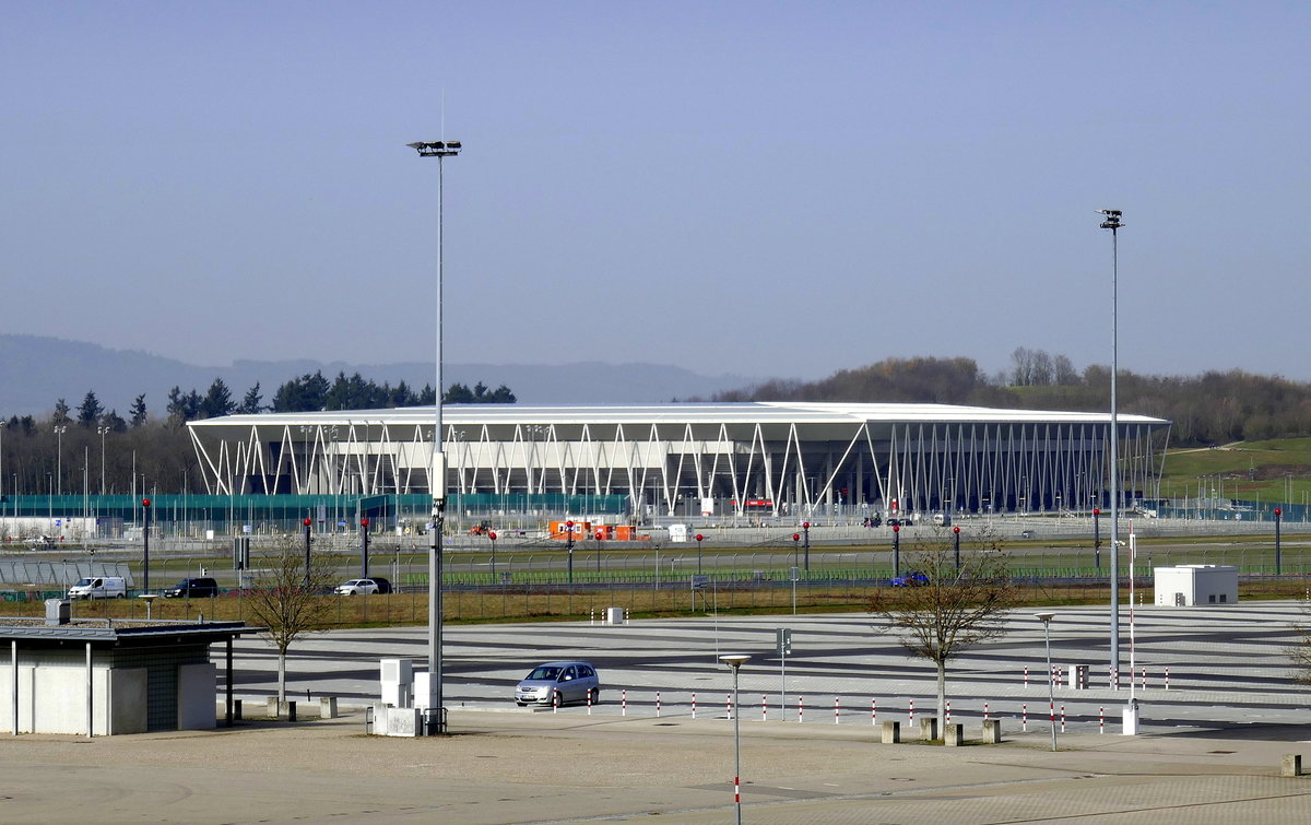 Freiburg, Teleblick vom Neuen Messplatz zum Stadionneubau des SC Freiburg, Feb.2021