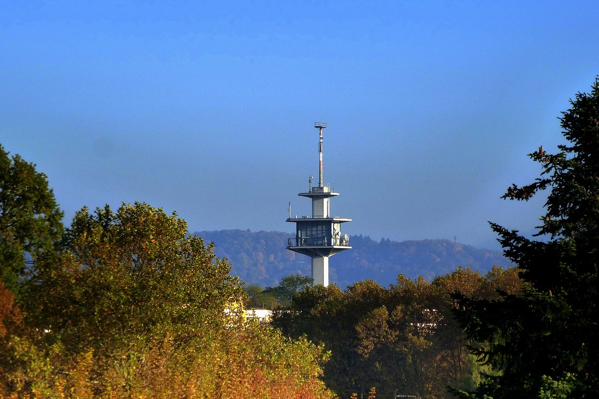 Freiburg, Teleblick vom Stadtteil Lehen zum Fernmeldeturm, Okt.2016