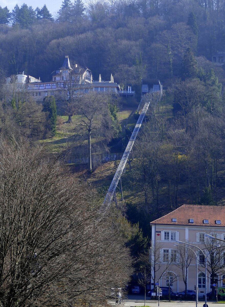 Freiburg, die Trasse der Schlobergbahn vom Stadtgarten zum Restaurant Dattler, Mrz 2022