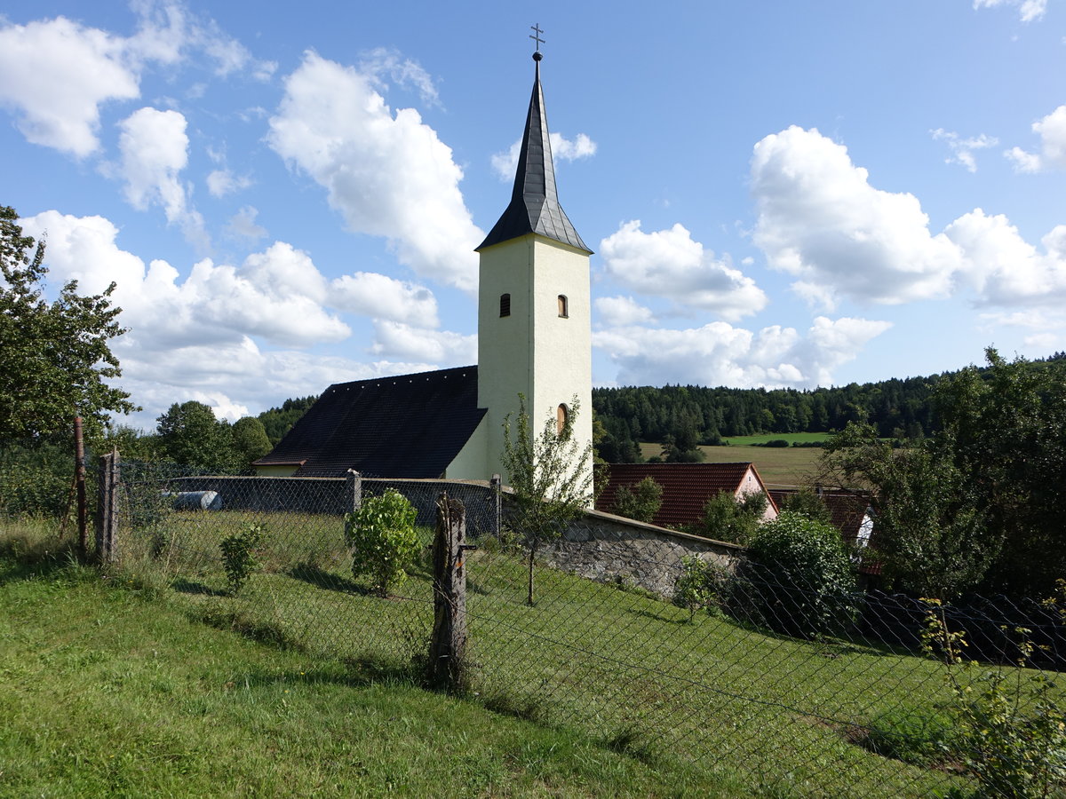 Freischweibach, kath. Pfarrkirche St. Stephan, Langhaus im Kern romanisch, Chor gotisch, Westturm 17. Jahrhundert (20.08.2017)