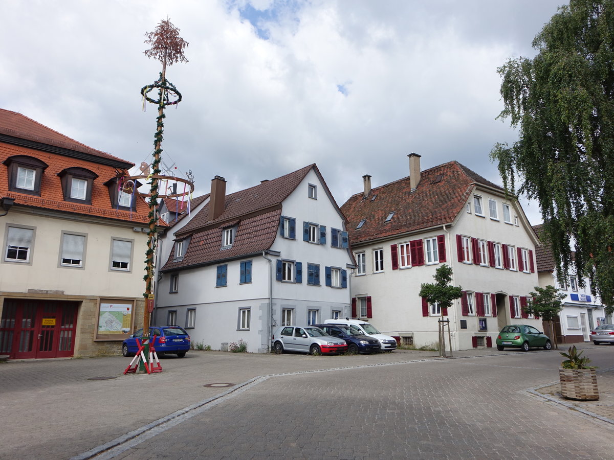 Freudental, Maibaum und Gebude am Schloplatz (24.06.2018)