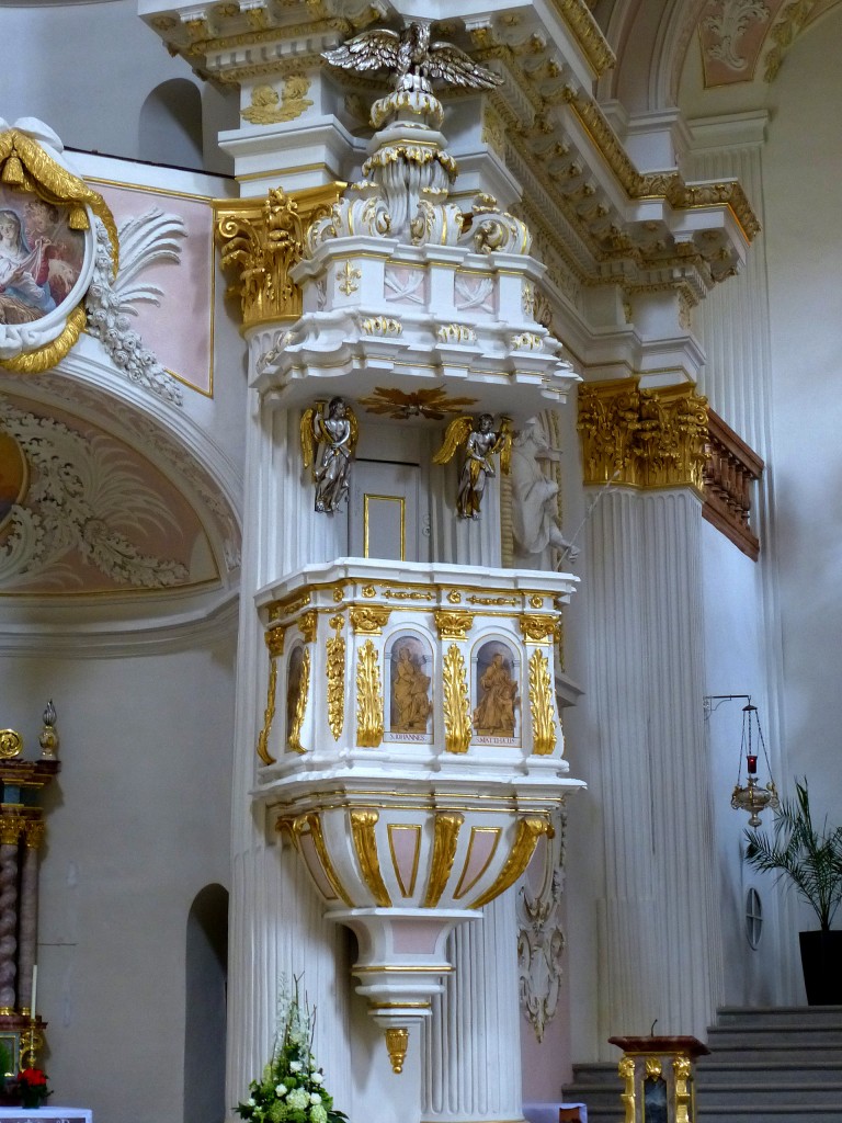 Freystadt, die Kanzel in der Wallfahrtskirche Maria Hilf, Aug.2014