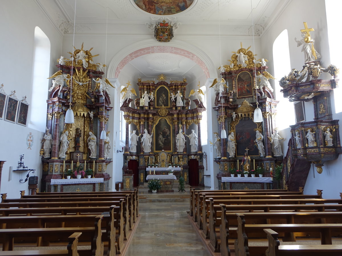 Fridritt, barocke Altre und Kanzel in der Pfarrkirche Maria Himmelfahrt (07.07.2018)