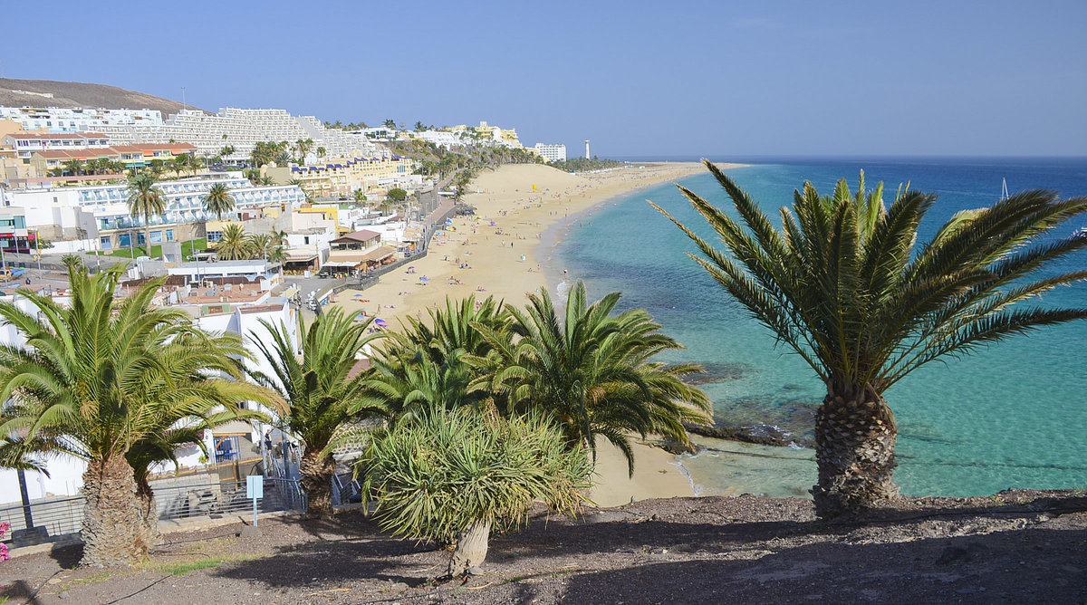 Fuerteventura: Morro Jable vom Nuestra Seora del Carmen aus gesehen. Aufnahme: 19. Oktober 2017.
