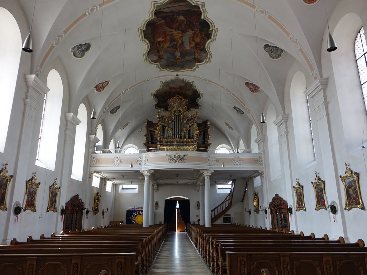 Furth im Wald, Orgelempore mit Orgel von 1788 in der Maria Himmelfahrt Kirche, erbaut vom Orgelbauer Johannes Andreas Weis (03.06.2017)