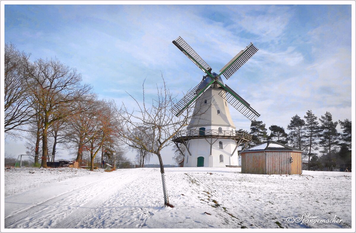 Galerie Hollnder Windmhle im Winter, Schneverdingen/Sprengel. Im Januar 2024