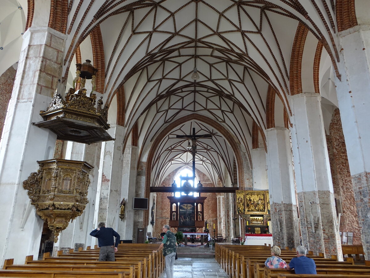 Gdansk / Danzig, gotischer Innenraum der St. Katharina Kirche, Hochaltar von Simon Herle (02.08.2021)